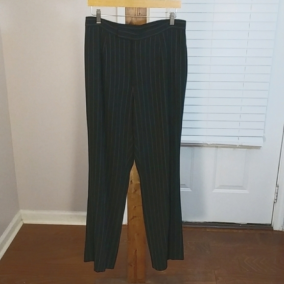Dana Buchman Woman Annie Black Stripe 98% Wool Career Business Pants Size 14 - Picture 1 of 13